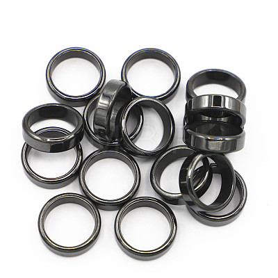 Non-Magnetic Synthetic Hematite Plain Band Ring FIND-PW0021-11A-1