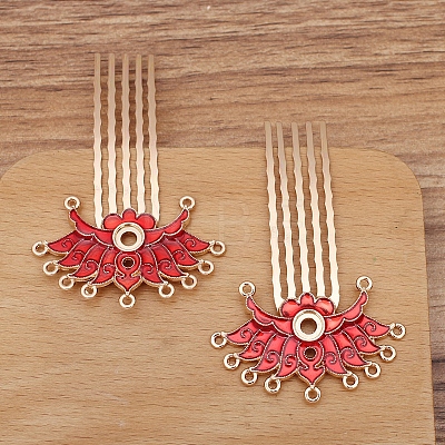 Flower Alloy Enamel Hair Stick Finding PW-WG19BAE-07-1