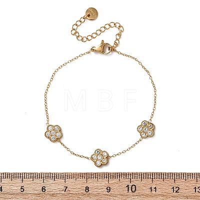 304 Stainless Steel Micro Pave Clear Cubic Zirconia Charm Bracelets BJEW-K297-03C-G-1