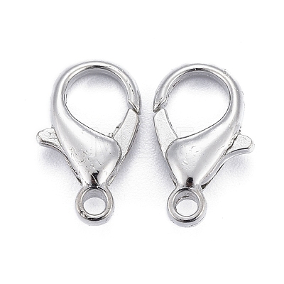 Platinum Plated Zinc Alloy Lobster Claw Clasps X-E105-1