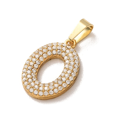 304 Stainless Steel Micro Pave Clear Cubic Zirconia Pendants CU-CBA703A-05G-O-1