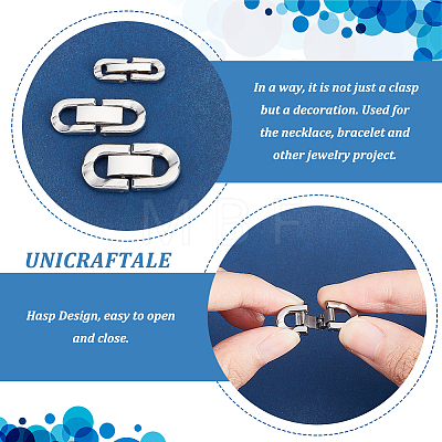 Unicraftale 6Pcs 3 Styles 304 Stainless Steel Fold Over Clasp FIND-UN0001-45-1