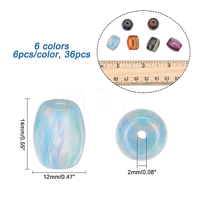 36Pcs 6 Colors Resin Beads RESI-CA0001-37-1