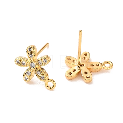 Brass Rhinestone Stud Earring Findings RB-CBA7264-01G-1