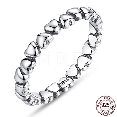 with 925 Stamp Thailand Sterling Silver Heart Band Finger Rings RJEW-FF0003-01-17mm-1