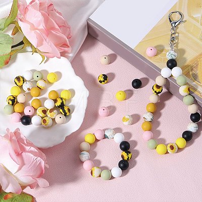 70Pcs 10 Styles Silicone Focal Beads SIL-SZ0002-31-1