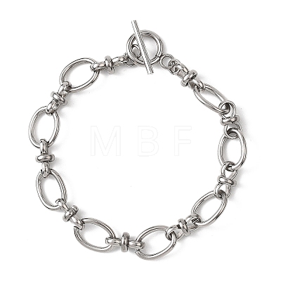 304 Stainless Steel Oval Link Chain Bracelets for Women BJEW-JB12855-02-1