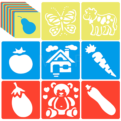 CRASPIRE 4 Sets 4 Style Farm Theme PP Plastic Hollow Out Drawing Painting Stencils Templates DIY-CP0010-52C-1