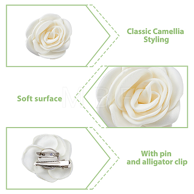 8Pcs 2 Style Camellia Shaped Polyester Alligator Hair Clips PHAR-FH0001-03-1