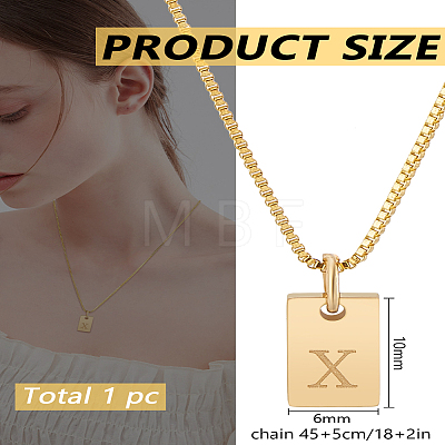 1Pc Stainless Steel Letter Rectangle Pendant Necklaces NJEW-LP0001-34X-G-1