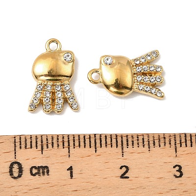 304 Stainless Steel with Crystal Rhinestone Charms STAS-G358-05G-03-1