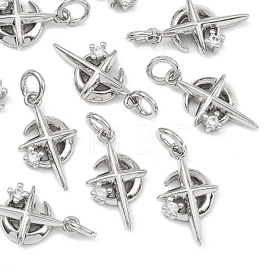 SHEGRACE Brass Clear Cubic Zirconia Charms XGRQ3P577-575P-1