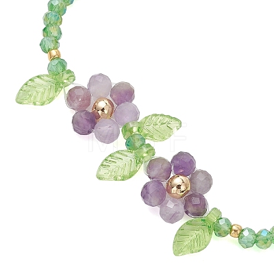 Natural Gemstone & Glass Beads Beaded Bracelets for Women BJEW-JB13426-1