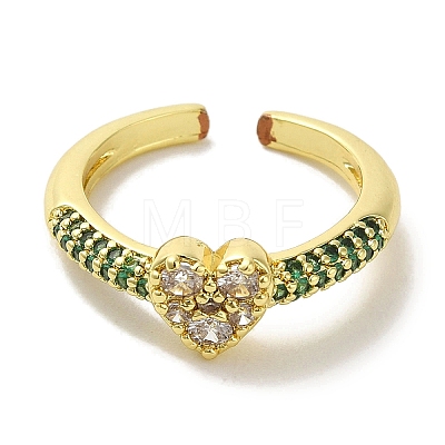 Rack Plating Brass Micro Pave Cubic Zirconia Cuff Rings RJEW-H228-04G-02-1