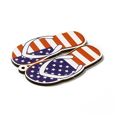 American Flag Theme Single Face Printed Aspen Wood Shoe Big Pendants WOOD-G014-14-1