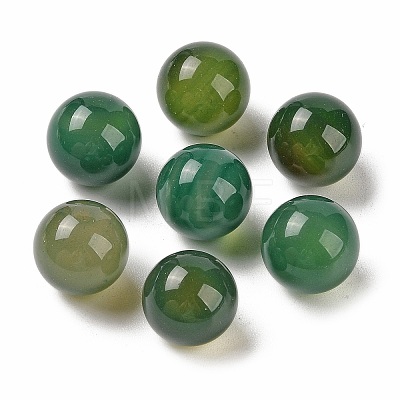 Natural Green Onyx Agate No Hole Sphere Beads G-K353-04D-27-1