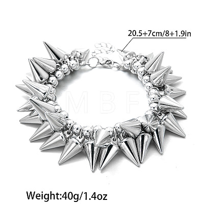 Hip-Hop Punk Goth CCB Plastic Spike Cone Charm Bracelets for Men WG608C0-01-1