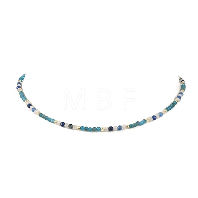 Natural Apatite Faceted Round Beaded Necklaces NJEW-JN06430-02-1