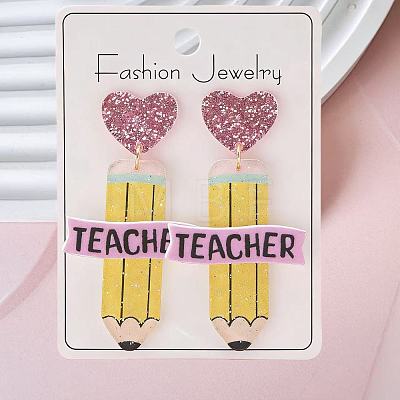 Teachers' Day Printed Acrylic Stud Dangle Earrings for Women WGAB7A7-03-1