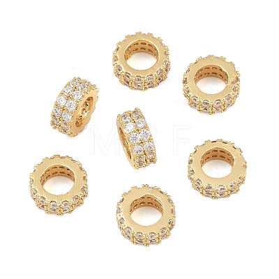 Brass Micro Pave Cubic Zirconia European Beads ZIRC-D026-07G-1
