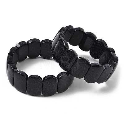 Synthetic Blue Goldstone Beads Stretch Bracelets for Women Men BJEW-I323-02R-1