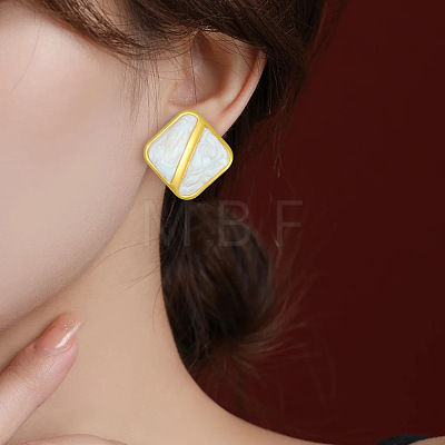 Brass Enamel Stud Earrings WGEF5F2-01-1