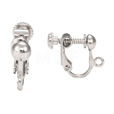 Brass Screw On Clip-on Earring Dangling Charms Pendants Setting Findings X-KK-M019-01P-1
