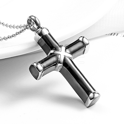Stainless Steel Religion Cross Pendant Necklace QH8600-3-1