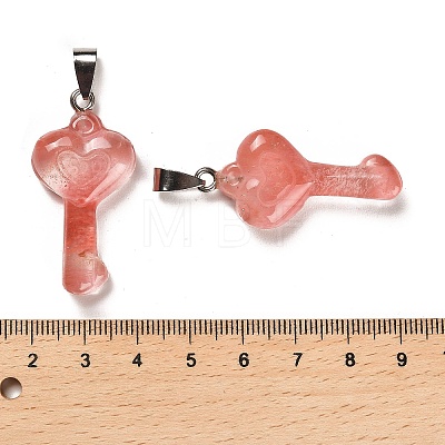 Cherry Quartz Glass Pendants G-M424-01P-03-1