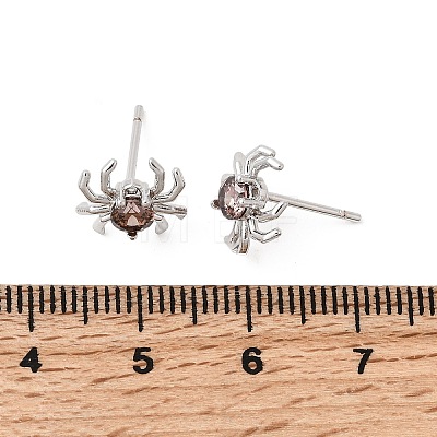 Spider Brass Micro Pave Cubic Zirconia Stud Earrings EJEW-L306-04P-01-1