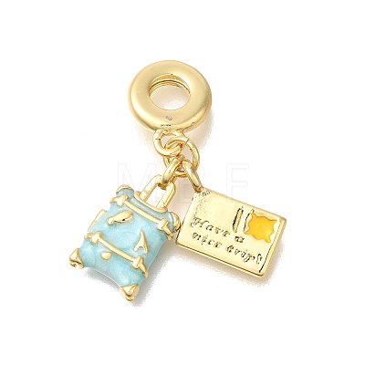 Brass Enamel European Dangle Charms KK-R002-22G-03-1