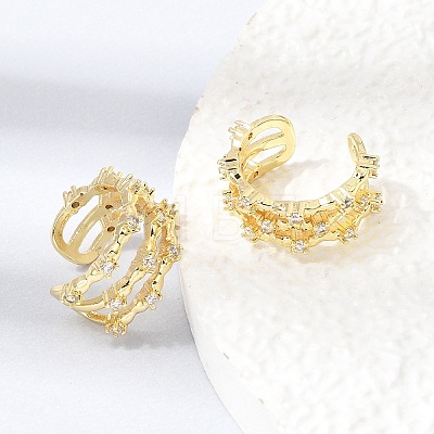 Brass Micro Pave Cubic Zirconia Cuff Earrings for Women CU-CBAE7DF-17G-1