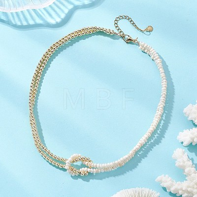 Natural Freshwater Pearl Potato with Electroplated Synthetic Non-magnetic Hematite Beaded 2-Strand Necklaces for Women NJEW-JN05955-1
