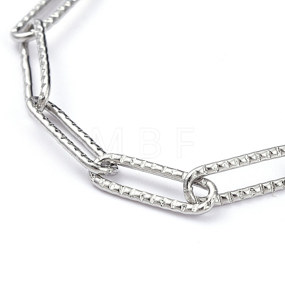 304 Stainless Steel Textured Paperclip Chain Bracelets BJEW-JB05112-1