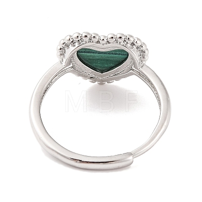 Heart Natural Malachite Adjustable Rings RJEW-Q817-05P-03-1