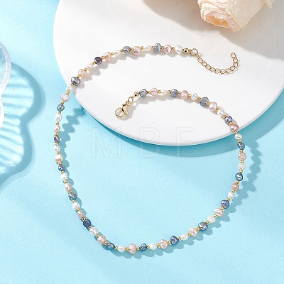 Natural Baroque Keshi Pearl Two Sides Polished Beaded Necklaces for Women NJEW-JN05824-1