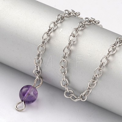 Natural Amethyst Sphere Dowsing Pendulums X-BJEW-E292-A07-1