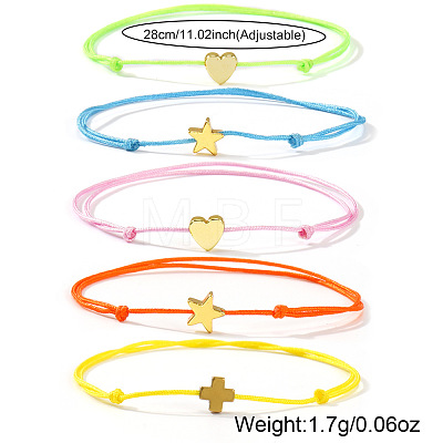 5Pcs Polyester Adjustable String Bracelet Set TN0699-1