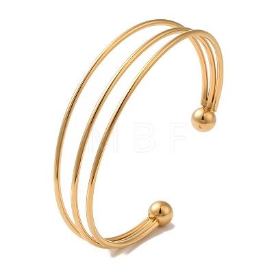 Ion Plating(IP) 304 Stainless Steel Open Cuff Bangles BJEW-Z071-04G-1