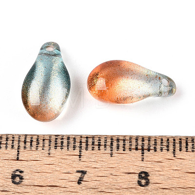 Transparent Glass Teardrop Charms GLAA-T030-03C-1