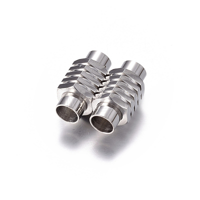 304 Stainless Steel Magnetic Clasps with Glue-in Ends STAS-H055-2-1