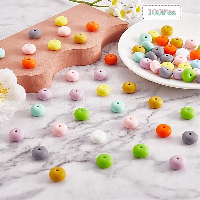 20Pcs 10 Colors Rondelle Silicone Beads JX323A-01-1