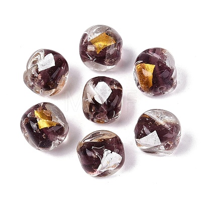 Handmade Gold & Silver Foil Glass Beads FOIL-Q003-01H-1
