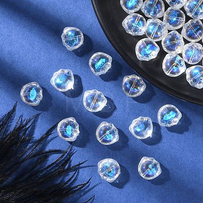 35Pcs Transparent Spray Painted Glass Beads GLAA-YW0001-72A-1