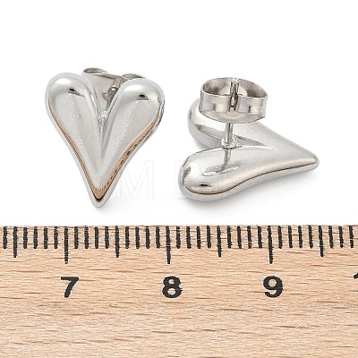 Non-Tarnish 304 Stainless Steel Heart Stud Earrings for Women EJEW-F300-09P-1