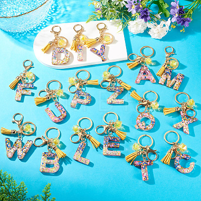 Alloy Resin Polygon Keychains KEYC-TADJ0002-03G-U-1