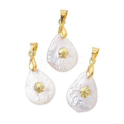 Natural Baroque Keshi Pearl Pendants PALLOY-JF05017-1
