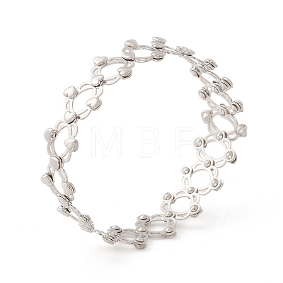 Brass Heart Folding Retractable Ring Bracelet RJEW-G252-01P-1