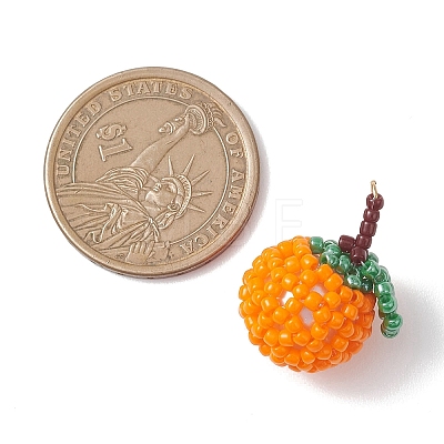 Glass Seed Beaded Orange Pendants PALLOY-MZ01134-02-1