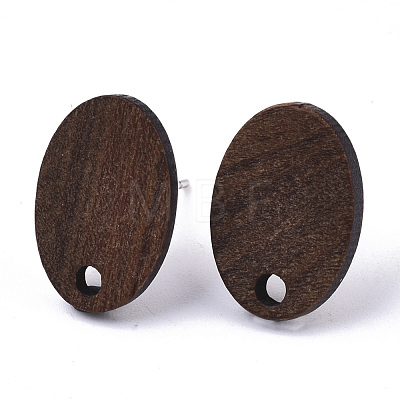 Walnut Wood Stud Earring Findings X-MAK-N033-006-1